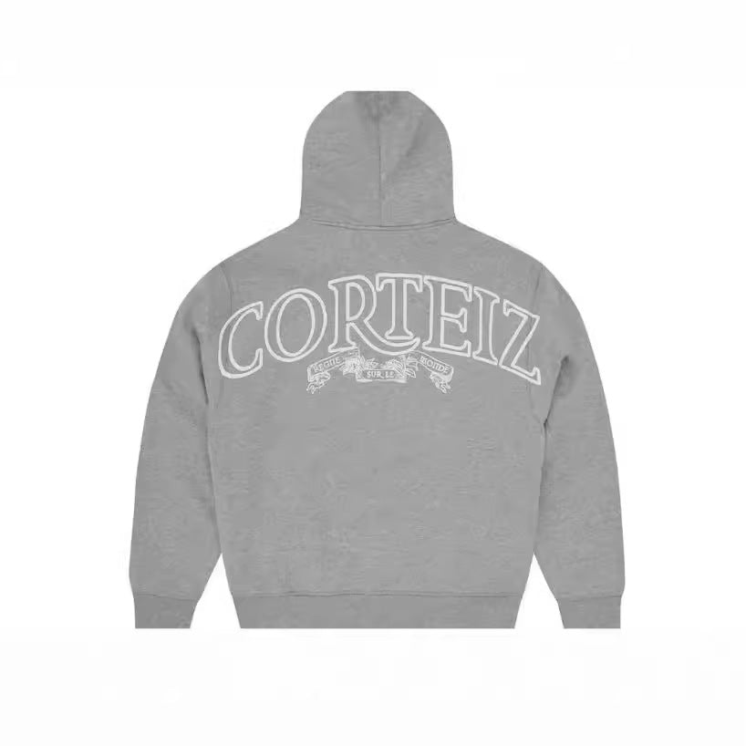 Corteiz Alcatraz Print Hoodie Set Hip-Hop Street Style Loose Casual Cardigan Two-Piece Set Cross-Border