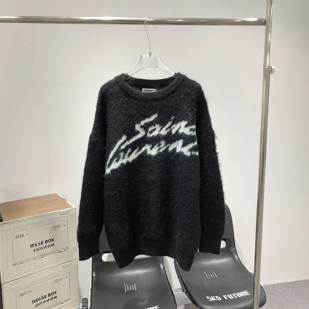 European Trendy Brand Autumn And Winter New Mohair Round Neck Sweater For Men And Women, High Version, Export Special Supply In Stock