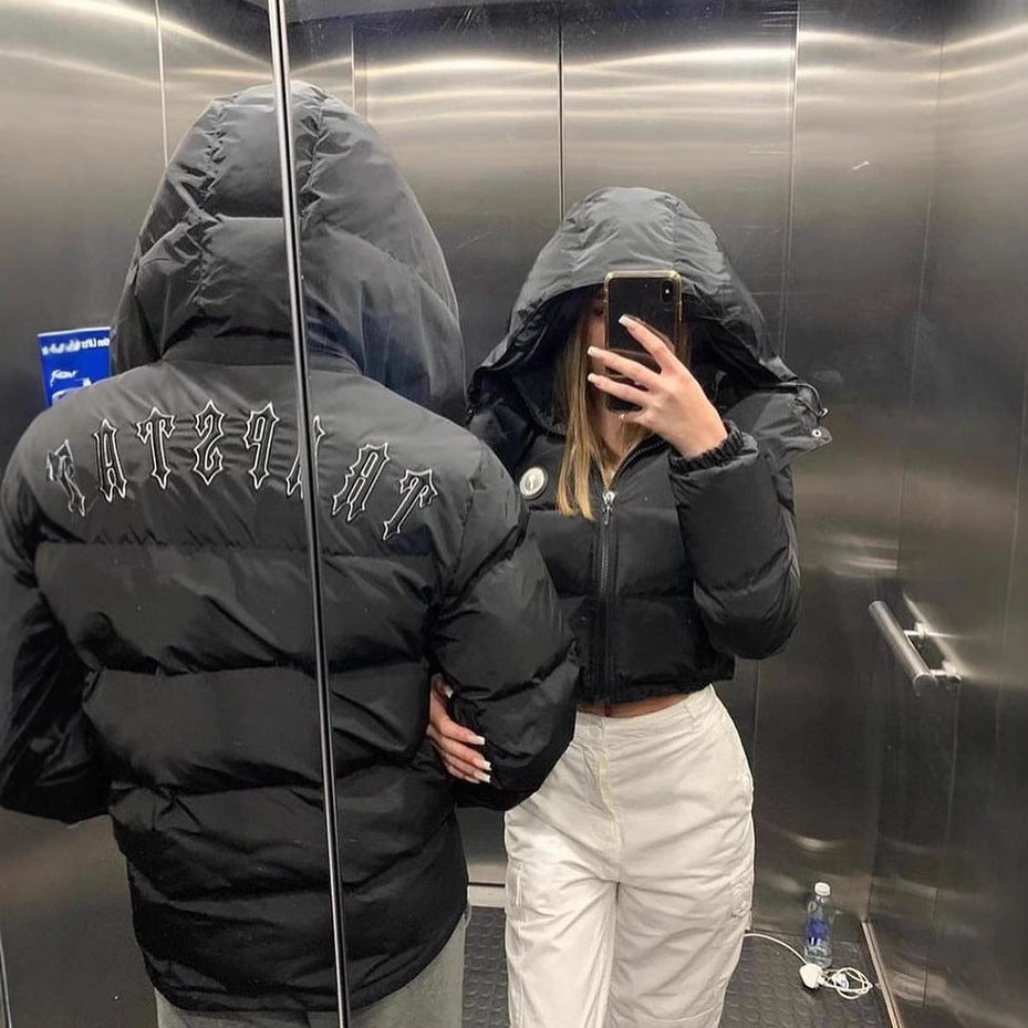 Cross-border High Version Trapstar New Embroidered Letters American Style Vertical Collar Hooded Fashion Explosions Casual Cotton-padded Coat Winter