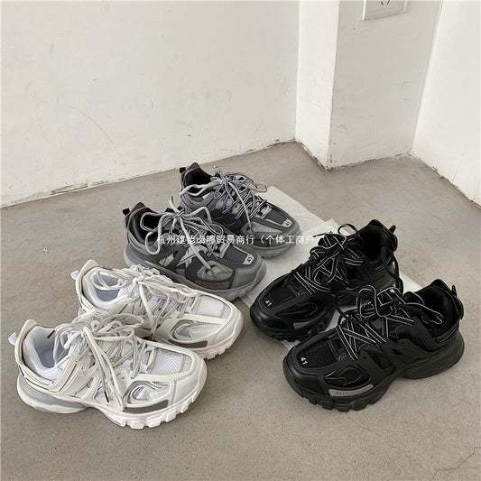 Torre Shoes Men's Hong Kong-style Ins Super Popular Retro All-match Harajuku Sneaker Korean-style Casual All-match Running Shoes Couple Trendy