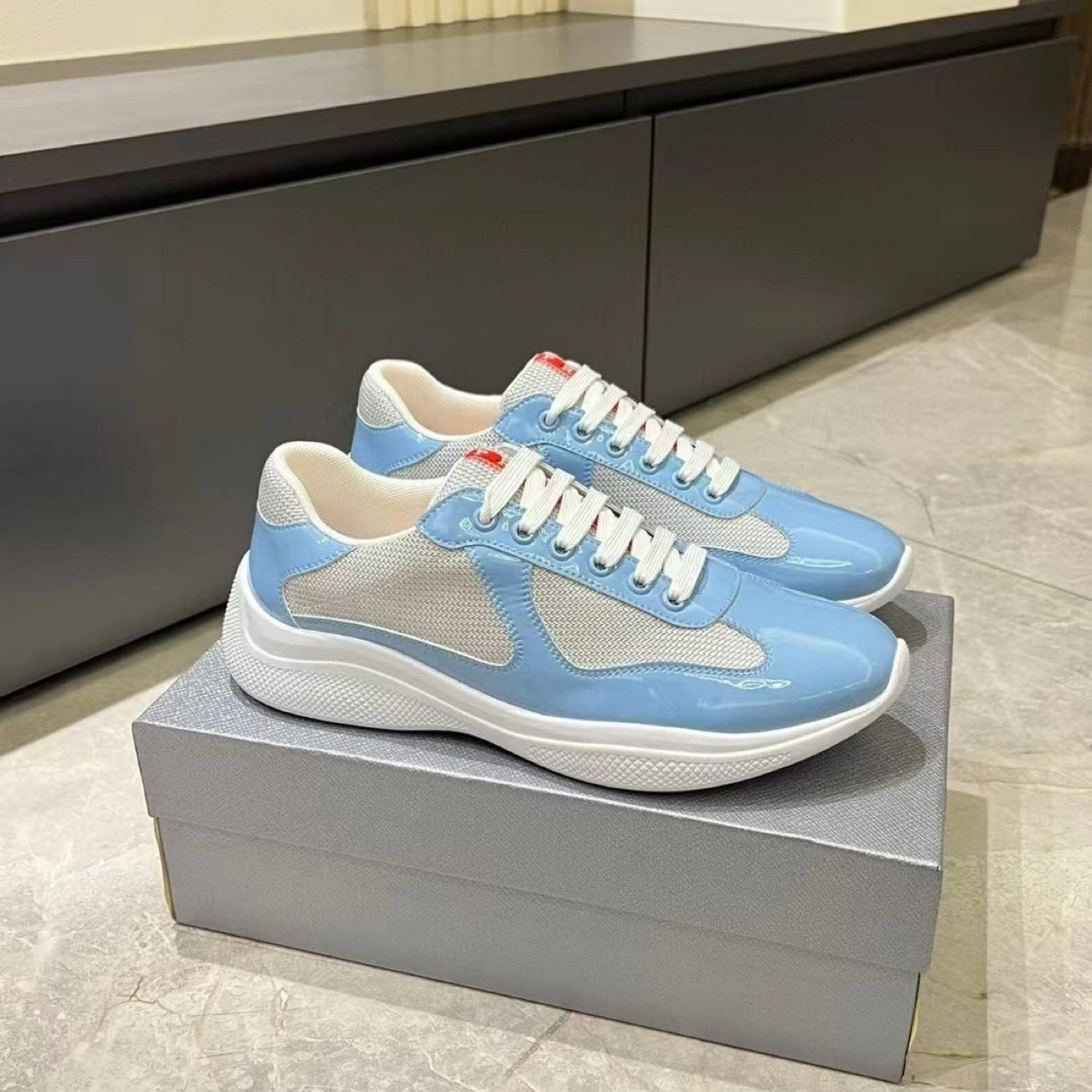 P Men's Leather Sports Casual Shoes Americas Cup Patent Leather Bright Face Lovers Foreign Trade Supply Dunhuang