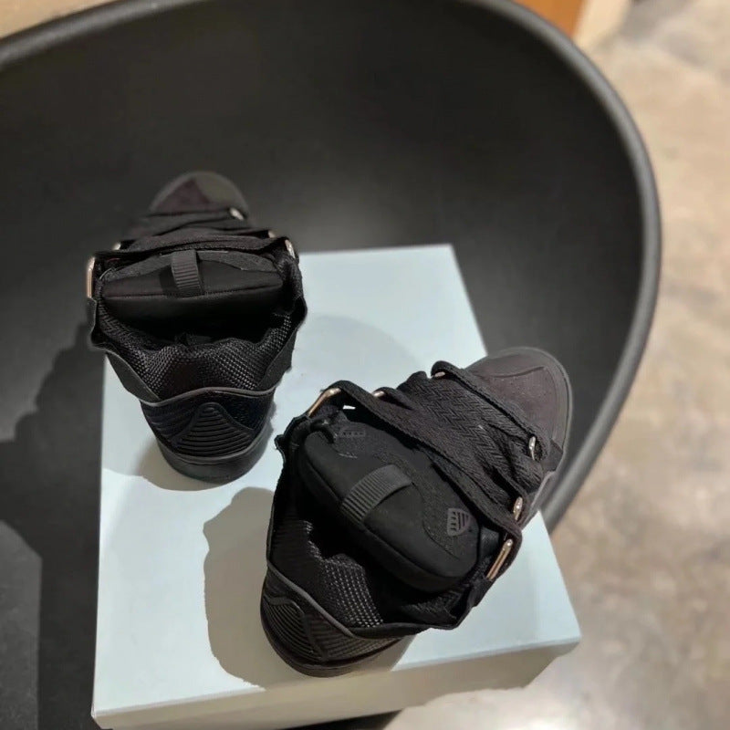 Jingfengjia 2025 New Thick-Soled Dad Shoes Ins Trendy Height-Increasing Couple's Loafers Dopamine Casual Sneakers For Men