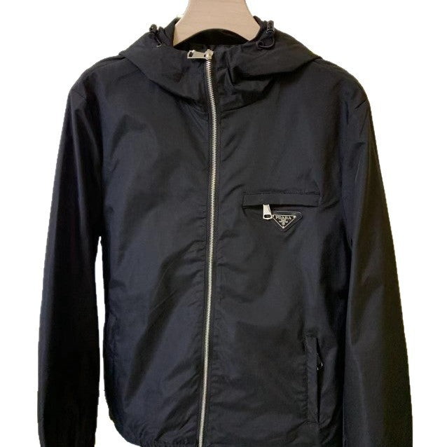 European Goods Spring And Summer New Metal Triangle Label Hooded Jacket Slim-fit Men's Spiritual Guy Youth Casual Jacket