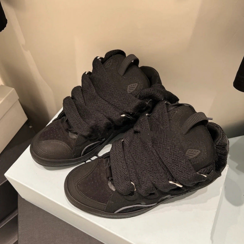 Jingfengjia 2025 New Thick-Soled Dad Shoes Ins Trendy Height-Increasing Couple's Loafers Dopamine Casual Sneakers For Men