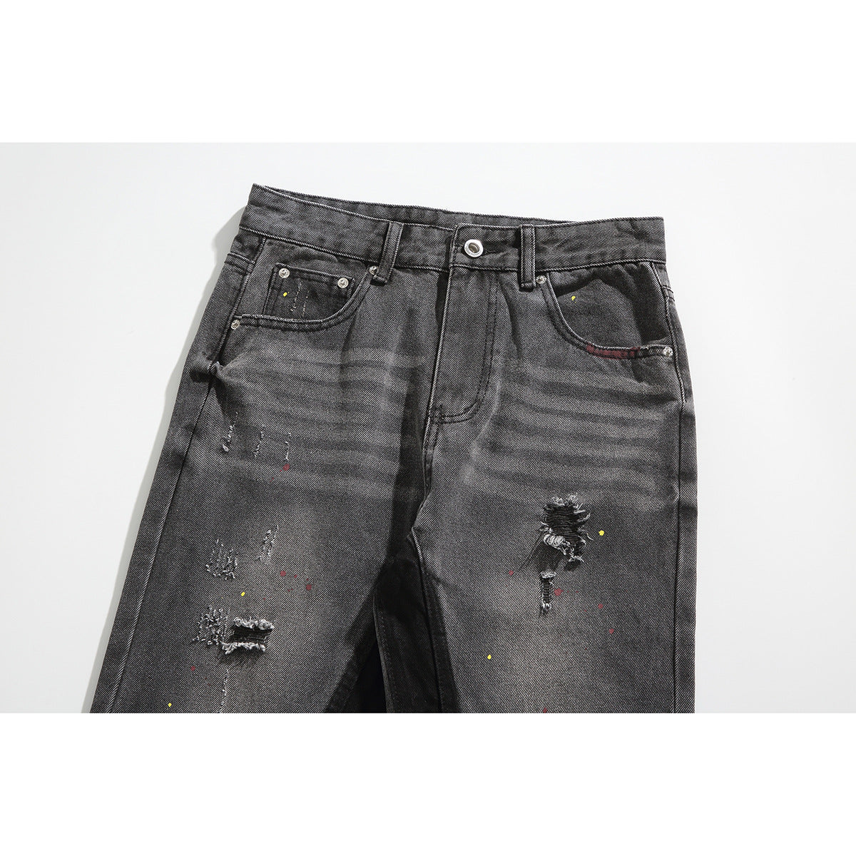 MAOQIAOYI American Vibe Men's Pants Hole Slim Flared Pants Men's And Women's Design Sense Micro-blare Jeans 5010