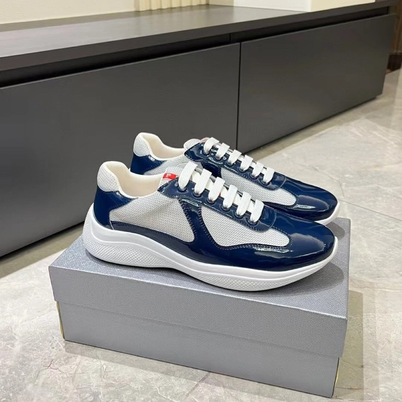 P Men's Leather Sports Casual Shoes Americas Cup Patent Leather Bright Face Lovers Foreign Trade Supply Dunhuang