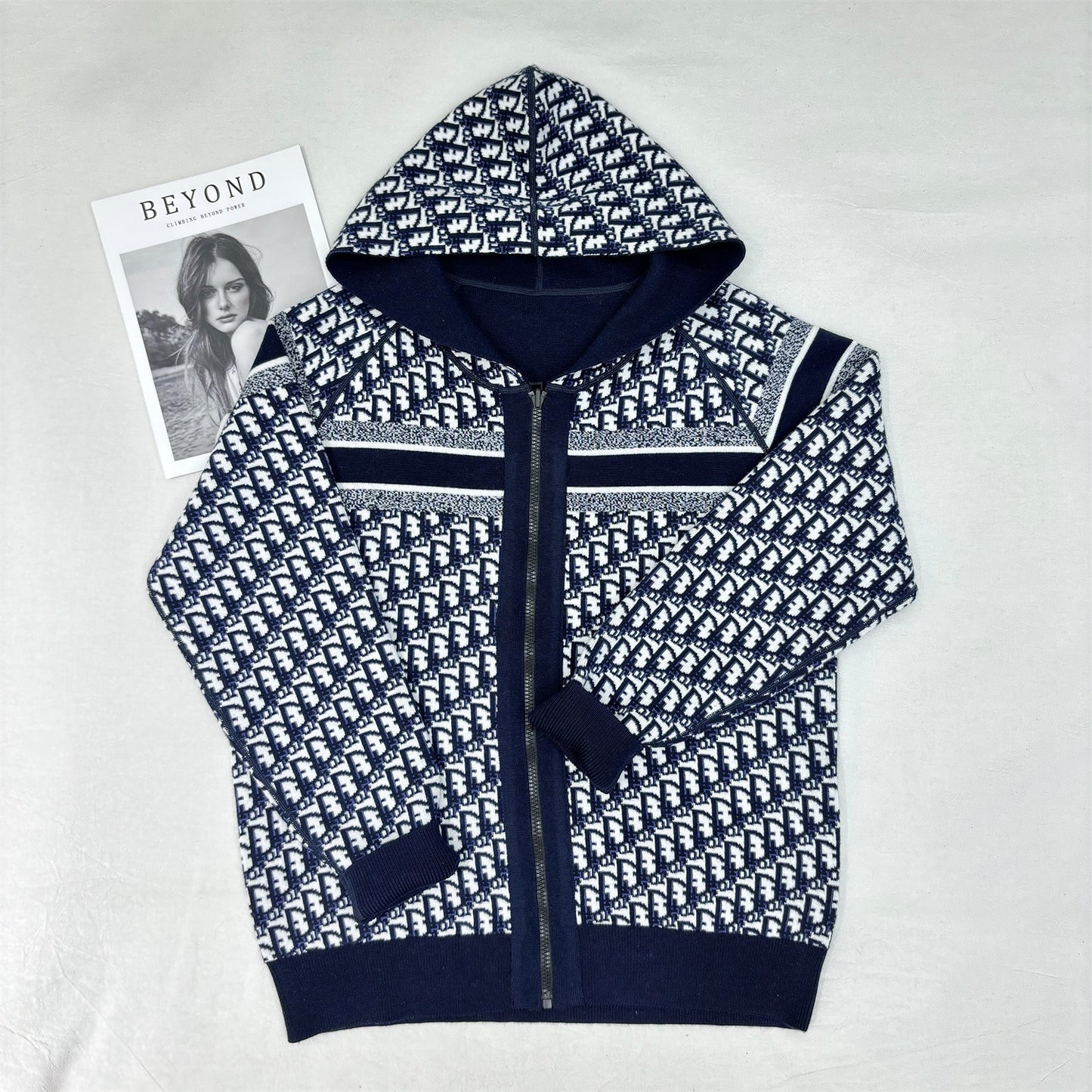 Dropshipping Spot D High Version 2024 Autumn And Winter Double-Sided Presbyopic Letter Cardigan Jacket For Men And Women