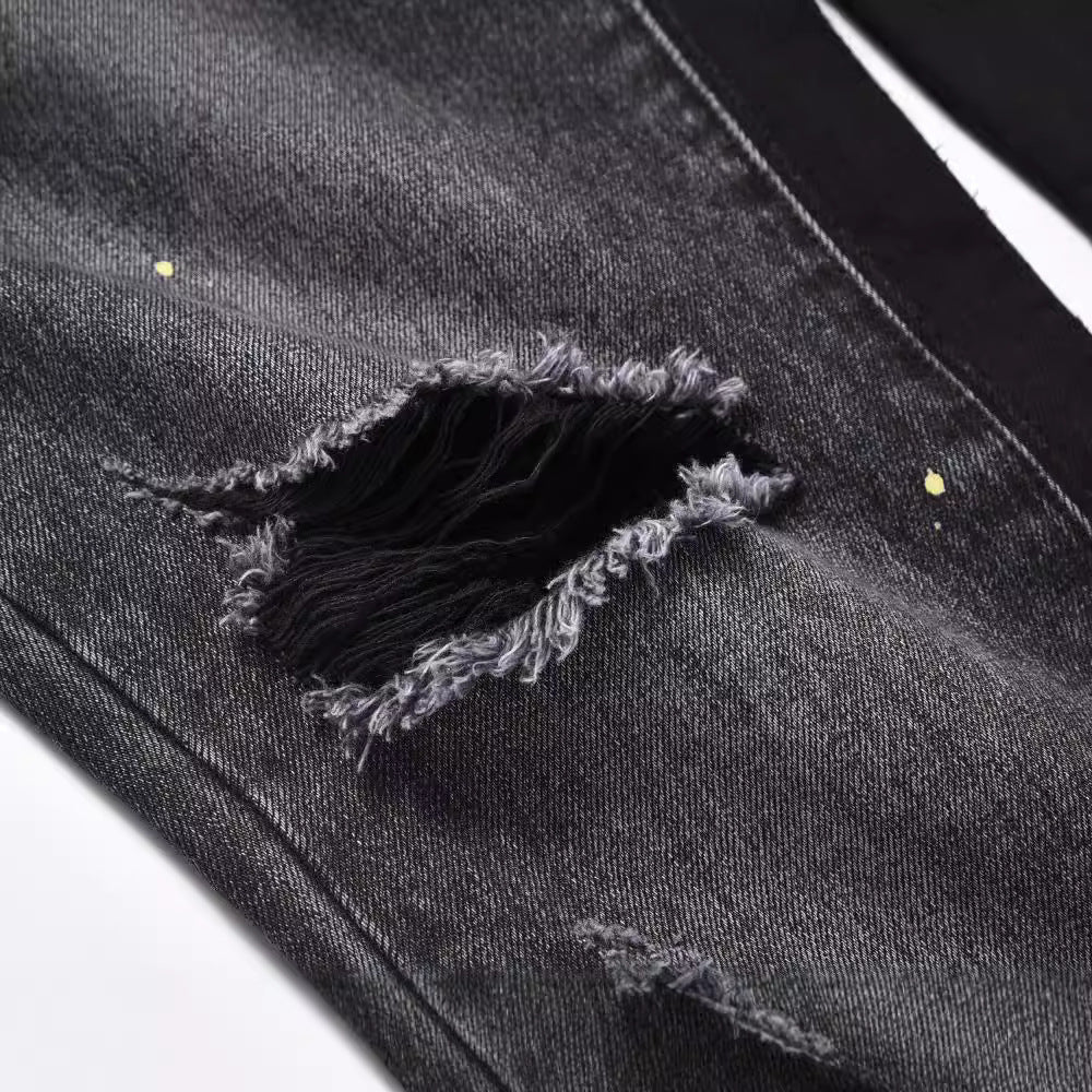 European And American Three-dimensional Cut Loose Baggy Ripped Cat Beard Micro Flared Pants Men's And Women's Jeans Jeans
