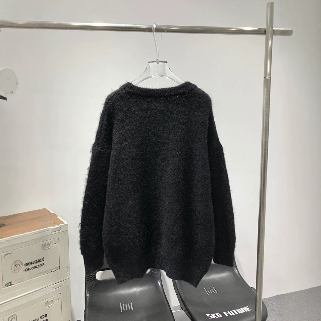 European Trendy Brand Autumn And Winter New Mohair Round Neck Sweater For Men And Women, High Version, Export Special Supply In Stock