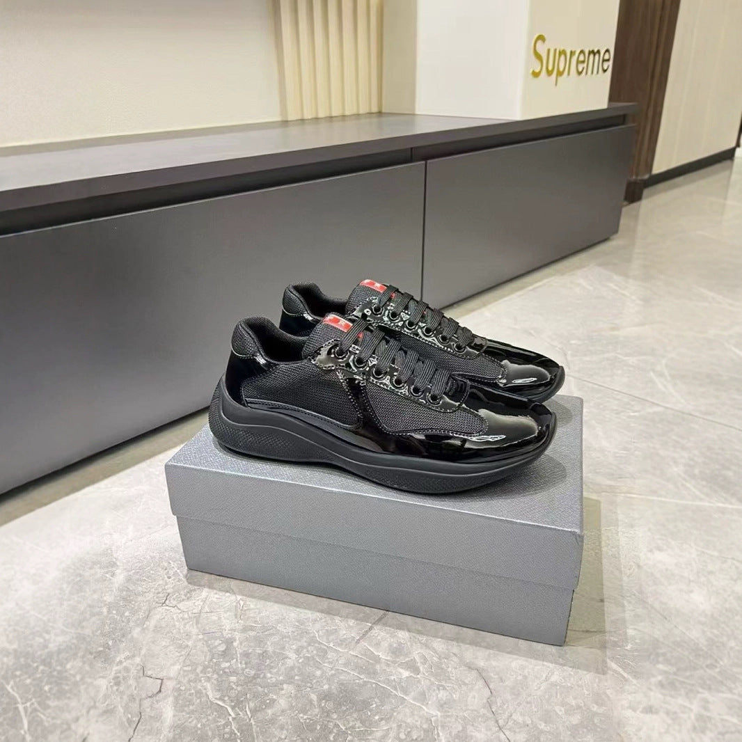 P Men's Leather Sports Casual Shoes Americas Cup Patent Leather Bright Face Lovers Foreign Trade Supply Dunhuang
