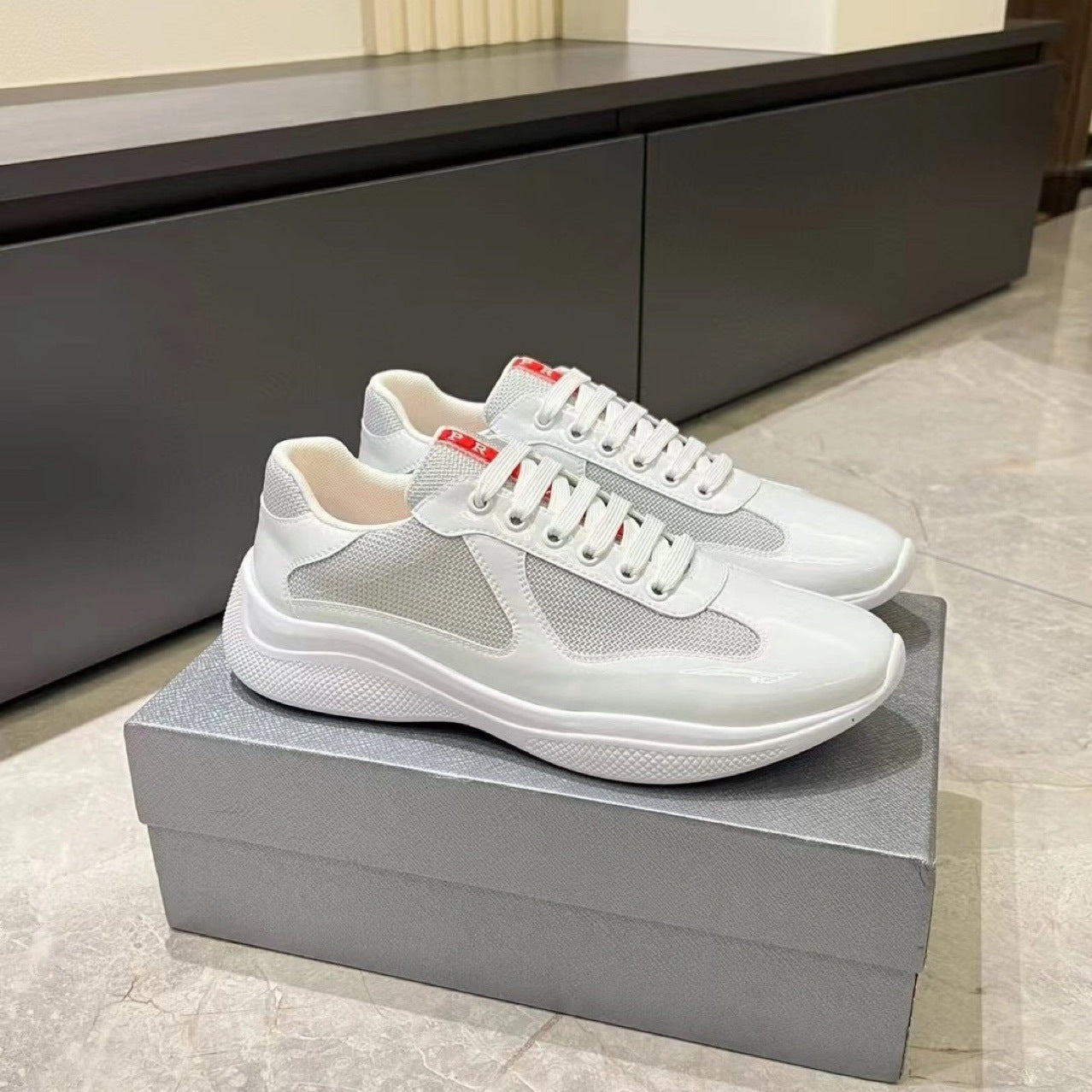 P Men's Leather Sports Casual Shoes Americas Cup Patent Leather Bright Face Lovers Foreign Trade Supply Dunhuang