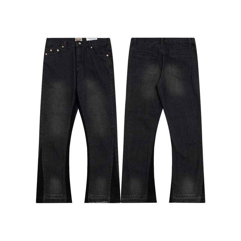 Outer Single GALLERY DEPT Splash Ink Graffiti Micro Horn Stitching Ripped Casual Loose Jeans Long Pants Trendy