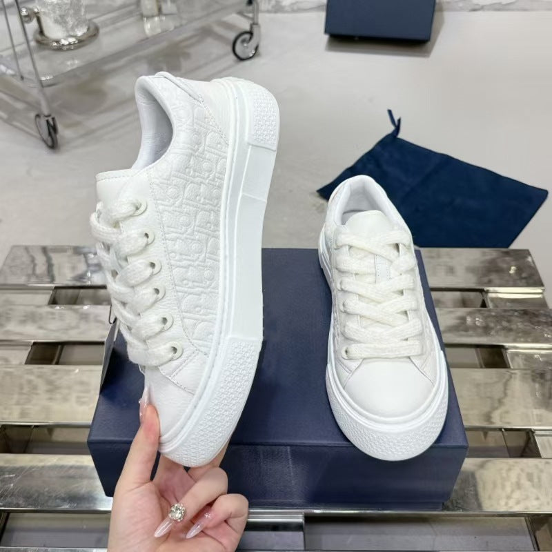 European Station New B33 Leather Color Matching Thick-soled Casual Board Shoes Women's Embroidery D Family Spring Men's Shoes Lovers Sports