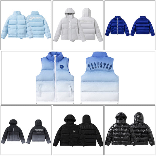Cross-border High Version Trapstar New Embroidered Letters American Style Vertical Collar Hooded Fashion Explosions Casual Cotton-padded Coat Winter